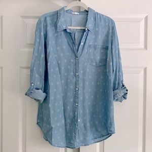 Westport Blue Button Up with Medallion Accent
